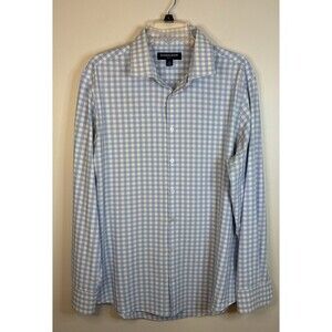 MIZZEN + MAIN Leeward Blue Gingham Button Up Dress Shirt Men Large Trim Check